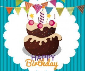 Cute cake birthday card vectors 05 free download