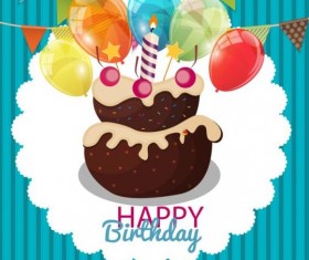 Cute cake birthday card vectors 02