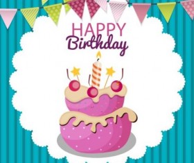 Happy Birthday elements cover Balloons and cake vector 01 - Vector ...