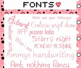 Cute girl fonts set