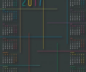 Dark 2017 calendar template vector
