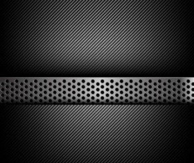 Dark and black carbon fiber with hold polished metal vector background 02