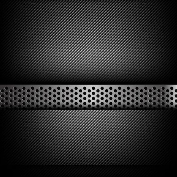 Dark and black carbon fiber with hold polished metal vector background 02