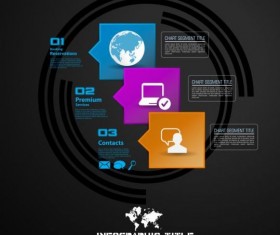 Dark chart infographic design vectors 01