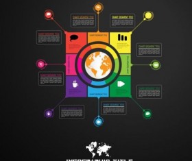 Dark chart infographic design vectors 03