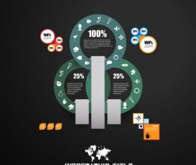 Dark chart infographic design vectors 04