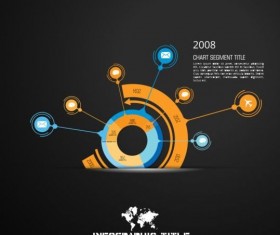 Dark chart infographic design vectors 05
