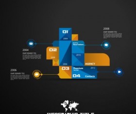 Dark chart infographic design vectors 06