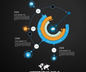 Dark chart infographic design vectors 07