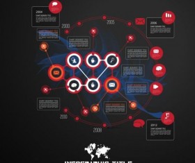 Dark chart infographic design vectors 08