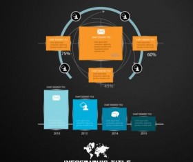 Dark chart infographic design vectors 09