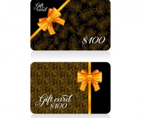 Dark gift card with golden bow vector tamplate 01