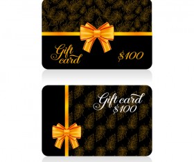 Dark gift card with golden bow vector tamplate 02