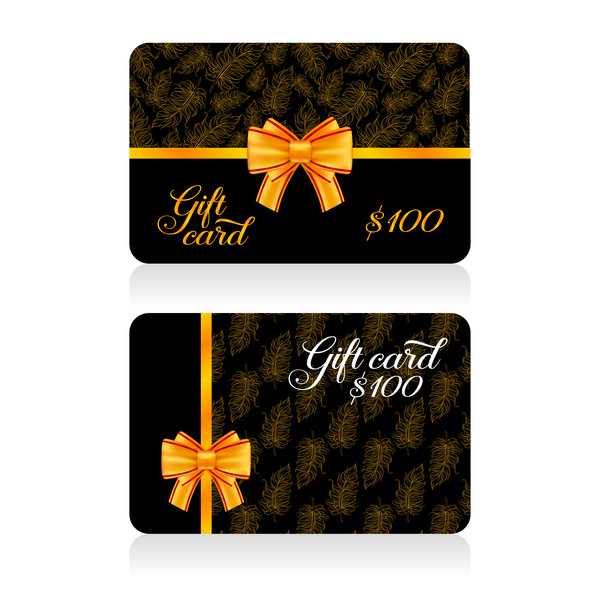 Dark gift card with golden bow vector tamplate 02