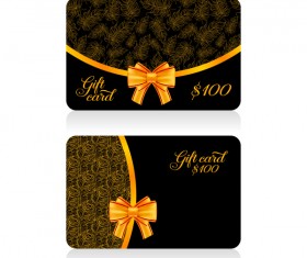 Dark gift card with golden bow vector tamplate 03