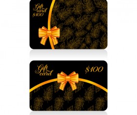 Dark gift card with golden bow vector tamplate 04
