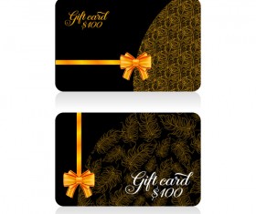 Dark gift card with golden bow vector tamplate 05
