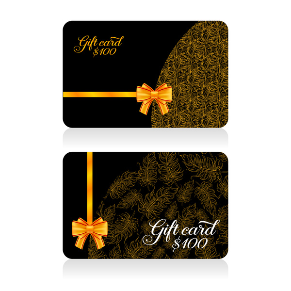 Dark gift card with golden bow vector tamplate 05