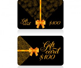 Dark gift card with golden bow vector tamplate 07
