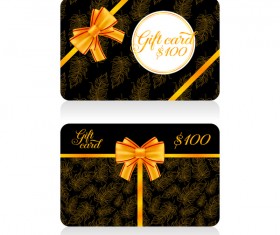 Dark gift card with golden bow vector tamplate 08
