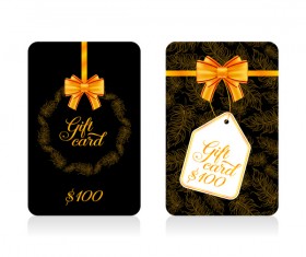 Dark gift card with golden bow vector tamplate 09