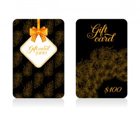 Dark gift card with golden bow vector tamplate 10