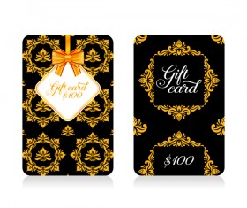 Dark gift card with golden bow vector tamplate 11