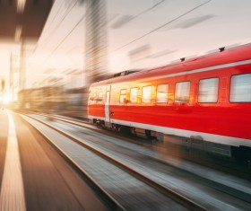Dawn under the station and train Stock Photo