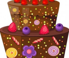 Delicious birthday cake with candle vectors 02
