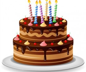 Delicious birthday cake with candle vectors 05 free download