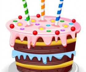 Delicious birthday cake with candle vectors 01 free download