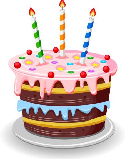 Delicious birthday cake with candle vectors 05