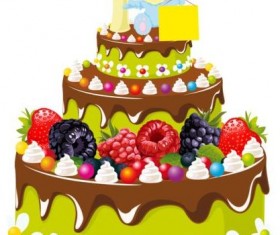 Delicious birthday cake with candle vectors 07