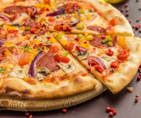 Delicious ham pizza Stock Photo