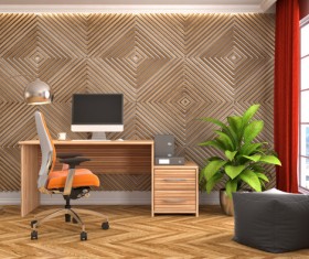 Diamond-shaped walls and work desk HD picture 01