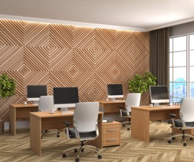 Diamond-shaped walls and work desk HD picture 02