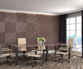 Diamond-shaped walls and work desk HD picture 03