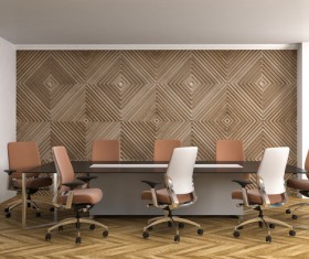 Diamond wall and office conference table Stock Photo