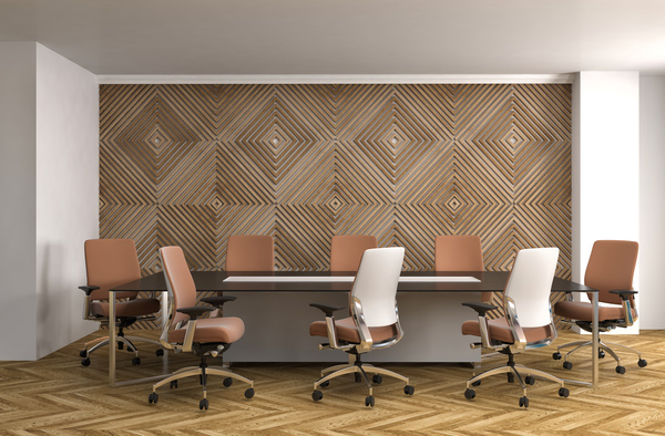 Diamond wall and office conference table Stock Photo