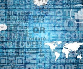 Digital technology background with map vector