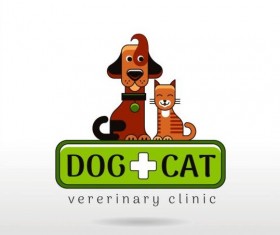 Dog and cat with pet shop and clinic logos vector 01