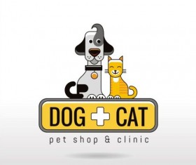 Dog and cat with pet shop and clinic logos vector 03