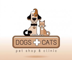 Dog and cat with pet shop and clinic logos vector 04