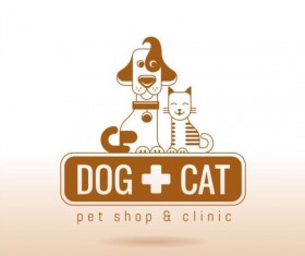 Dog and cat with pet shop and clinic logos vector 05