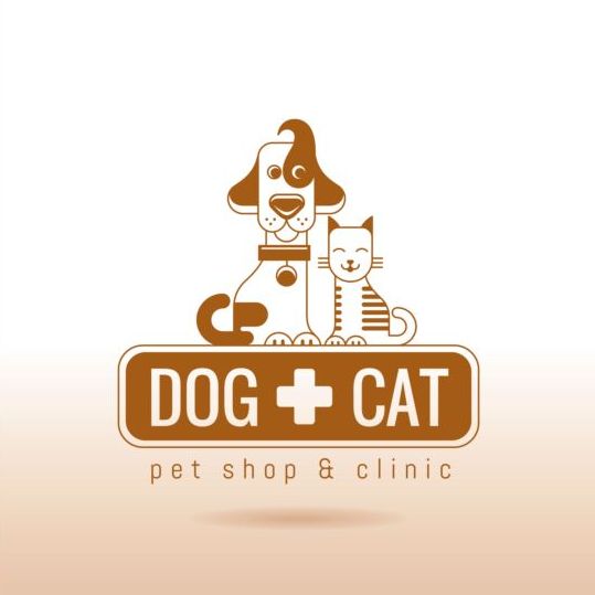 Dog and cat with pet shop and clinic logos vector 05