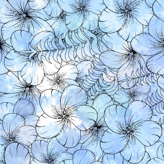 Doodles flower seamless pattern vector 01