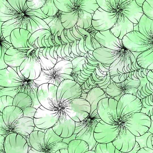 Doodles flower seamless pattern vector 02