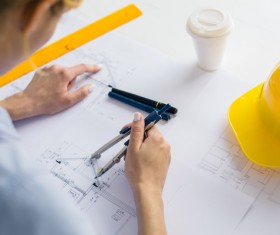 Drawing with a compass engineers HD picture