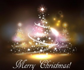 Dream christmas tree with golden background vector