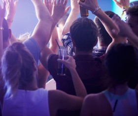 Drinking with the music cheering dancers